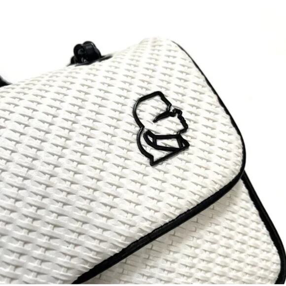 Karl Lagerfeld Purse Paris Agyness Chic Shoulder Bag Purse White Black NWT $650 - Picture 3 of 9